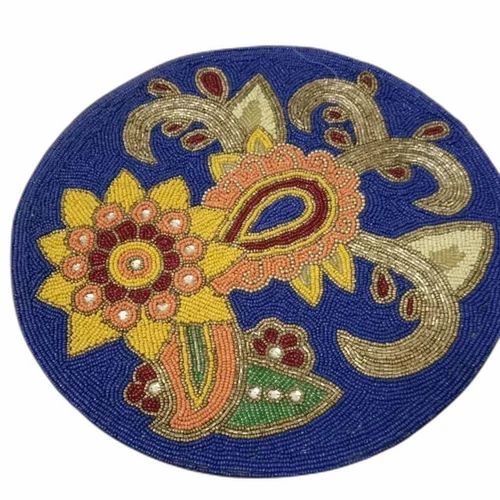 Royal Blue Round Beaded Table Mat