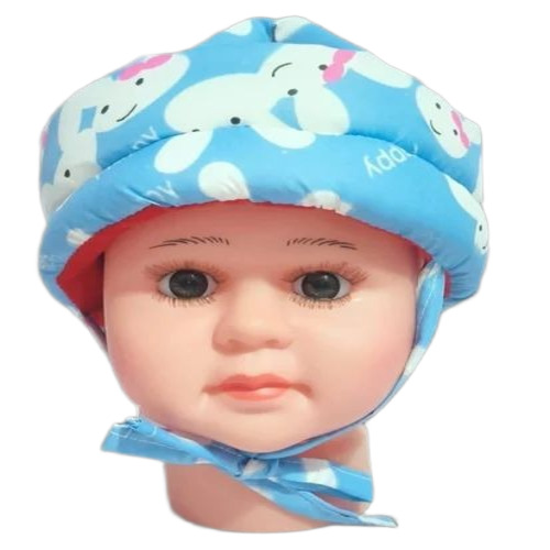 Sky Blue Baby Head Protect Helmet - Cotton Fabric, Free Size, Sky Blue | Open Face Helmet, Adjustable Fit