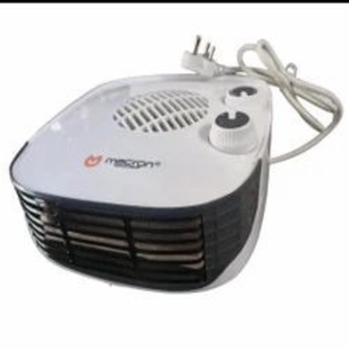 White Fan Heater - ABS Plastic, White & Black, 2000W Copper Element, 3 Heat Settings, Speed Control
