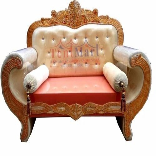 White Maharaja Wedding Sofa - Wood and Iron, Polished Finish, White | Durable and Fancy Outdoor Furniture