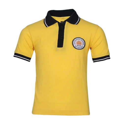 Boys Uniform Polo T Shirt - Spun Matty, Customized Size, Yellow | Light Weight, Breathable, Washable, Short Sleeves