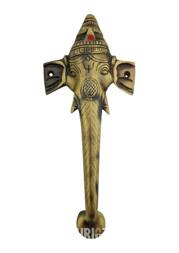 Brass Ganesha Door Handles - Brass, Standard Size, Golden, Perfect Finish | Durable, Anti Corrosion, Polished Surface, Screw-In Installation