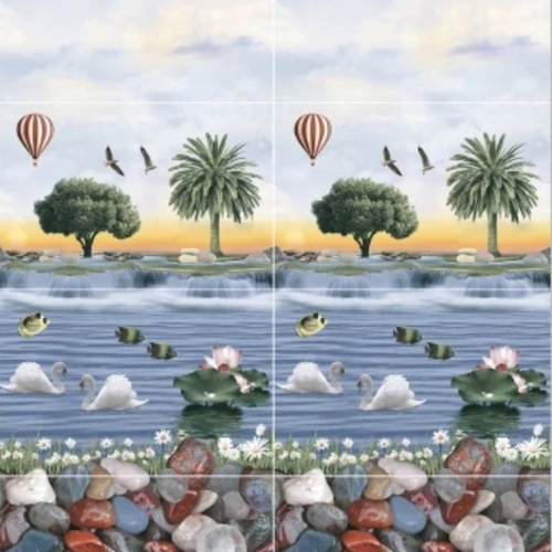 Glossy Fish Series Digital Wall Tiles - Ceramic, Square, Multi Color | Glossy Finish, Vibrant Colors, Water Resistant, Scratch Resistant
