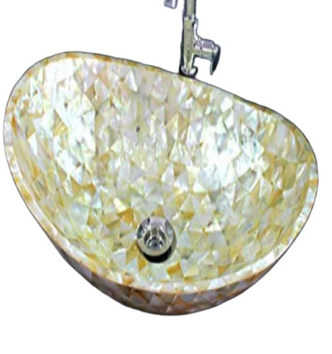 Golden Pearl Wash Basin - Gemstone, Customized Size, Multicolor, Oval | Deck Mounted, Polished Surface, Durable