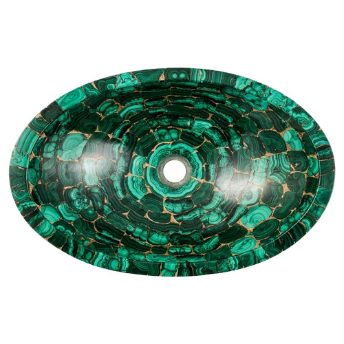 Green Malachite Semiprecious Stone Wash Basin - Feature: High Quality
