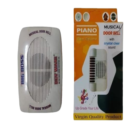 Home Musical Door Bells - Plastic, White, Battery Operated | Wired Door, Musical Mantra Sound, Easy to Install
