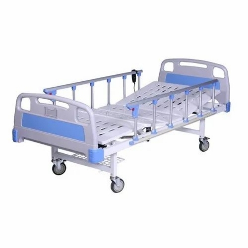 Manual Function Hospital Bed - Steel Frame, Multi Color, Adjustable Height, Lockable Wheels, Side Rails