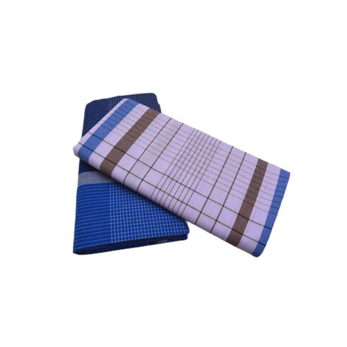 Men Blue & White Cotton Lungi - Optimum Grade, Skin Friendly, Durable | Comfortable Checked Casual Summer Wear