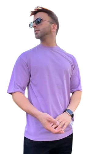 Men Lavender Cotton T Shirt - Cotton, Customized Size, Multiple Colors | Lightweight, Breathable, Mega Sleeves, Casual O-Neck