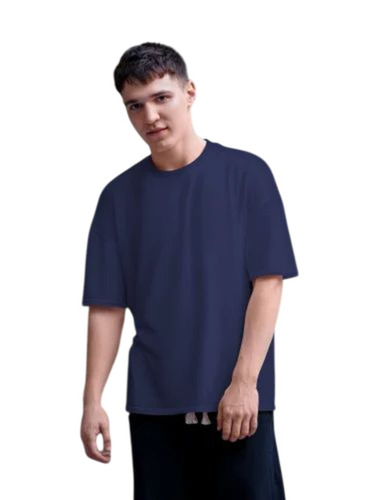 Men Navy Blue Lycra T Shirt