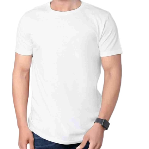 Mens White Sublimation T Shirt - Cotton, Customized Size, Multiple Colors | Lightweight, Breathable, Short Sleeves