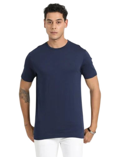 Navy Blue Lycra T Shirt - Lycra, Customized Size, Multiple Colors | Lightweight, Breathable, O-Neck, Short Sleeves, Casual Male