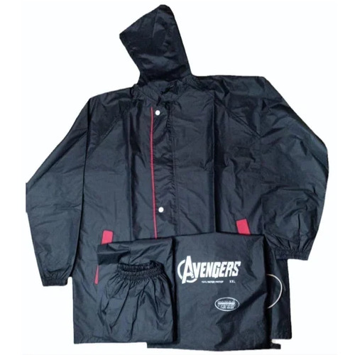 Paras Avengers Pvc Raincoat - Pvc, XXL, Dark Blue, Full Sleeves | Waterproof, Hooded, Zip & Button Closure, Coat Pant Bag Cover Set