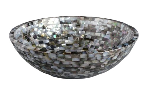 Round Inlay Wash Basin - Semi Precious Stone, Customized Size, Multiple Colors | Deck Mounted, Polished Surface, Washdown Flushing