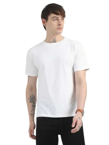 White Cotton T Shirt - Cotton, Customized Size, Multiple Colors | Lightweight, Breathable, O-Neck, Short Sleeves, Casual Male