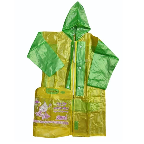 Yellow Aqua Silk XXL PVC Raincoat - PVC, XXL, Yellow & Aqua | Waterproof, Men, Casual Long Coat, Durable, Skin Friendly
