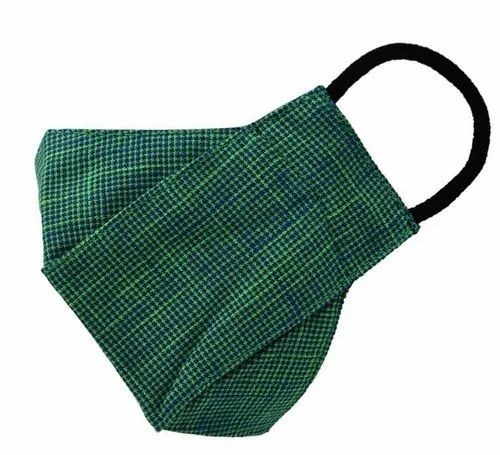 3 Layer Cotton Face Mask - Cotton, Green, Reusable | Suitable for All Ages, Earloop