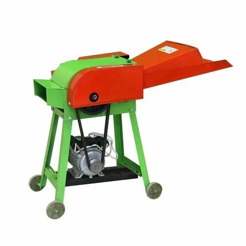 Electric Motor Chaff Cutter Machine - Cast Iron, Green and Orange, 3-5 HP, 2600 RPM | Agricultural Dry Grass Feed