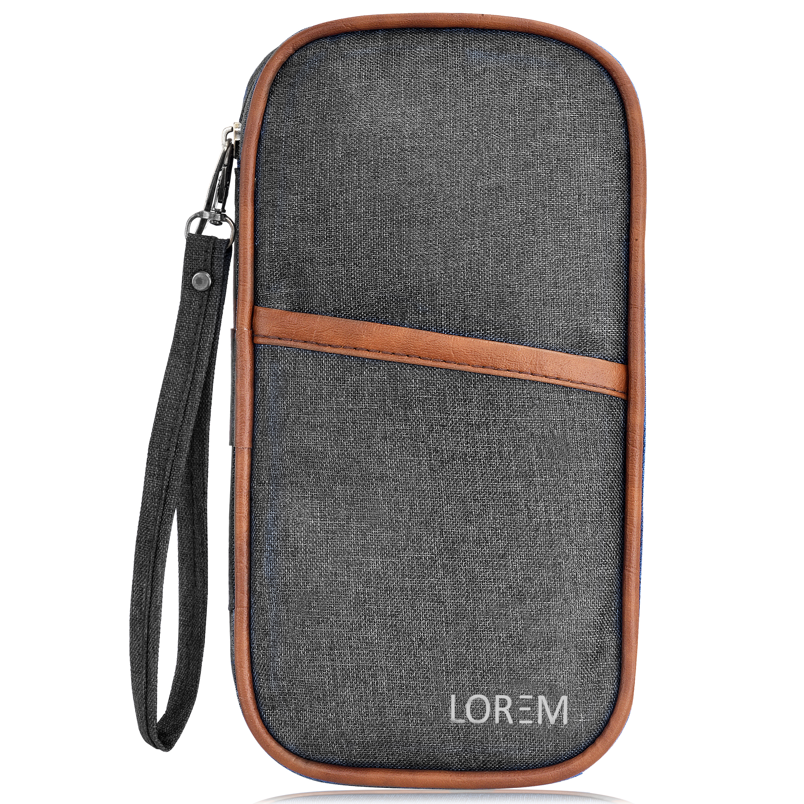 LOREM OG07 Grey & Tan Linen PVC Organizer For Men & Women