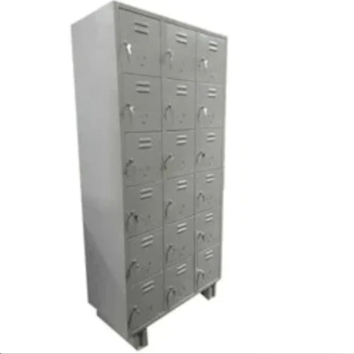 Mild Steel Staff Locker - Powder Coated Grey, Rust Resistant | Spacious Compartments, Secure Locking, Adjustable Shelves