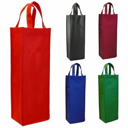 Non Woven Bottle Bags - 3.5x10 Inch, Rectangle Shape | Durable, Eco Friendly, Fine Finished, Plain Pattern