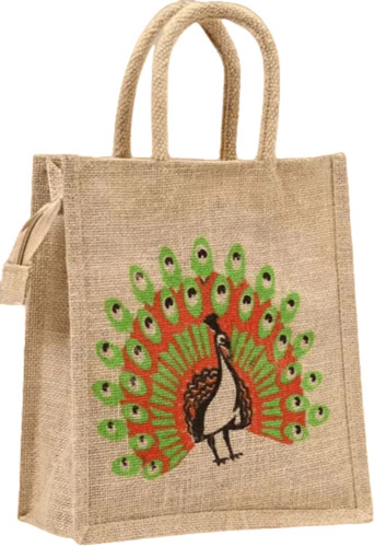 Printed Jute Tote Bag - Durable Jute Customized Size Multiple Colors | Fine Finished Flexiloop Handle Long Lasting