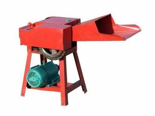 Red Electric Motor Chaff Cutter Machine - Cast Iron, Red, 3-5 HP, 2600 RPM | Agricultural Use, Dry Grass Feed