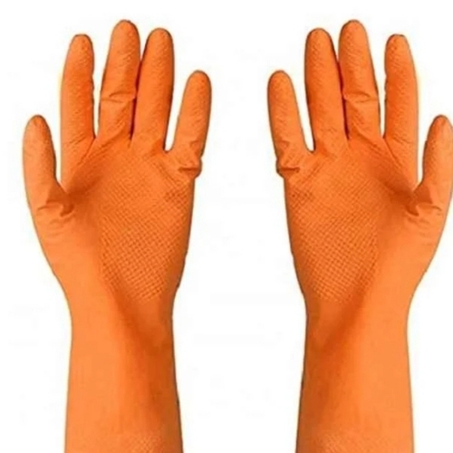 Safety Gloves - Comfortable Orange Full Finger Eco Friendly All Size Plain Pattern