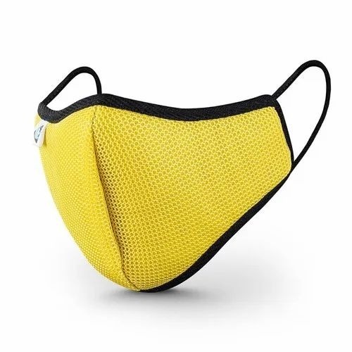 Yellow Reusable Face Mask - Mesh Fabric, 3 Layers, Yellow | Reusable, Earloop, Suitable for All Ages