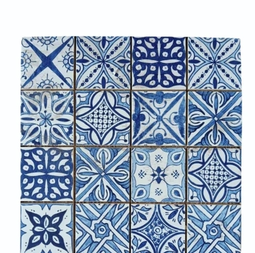15mm Ceramic Mosaic Floor Tile 4x4 Feet Blue, Durable Water & Scratch Resistant Glossy Finish