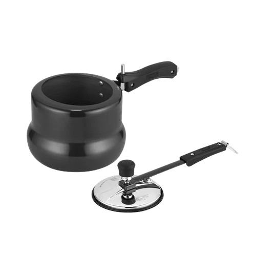 3 Litre Hard Anodized Pressure Cooker - Round Shape, Plain Pattern | Durable, Leak Proof, Light Weight
