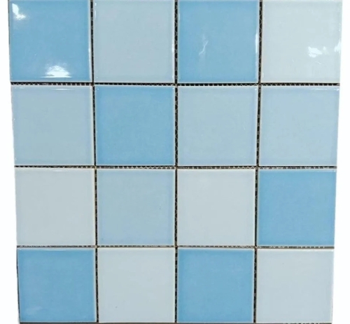 5 Mm Ceramic Mosaic Floor Tile - 2x2 Feet, Blue | Durable, Water Resistant, Scratch Resistant, Glossy Finish