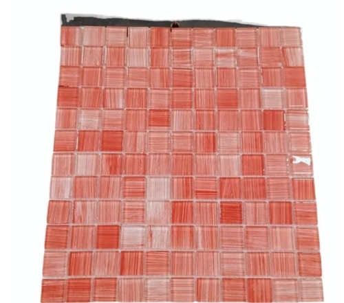 9 Mm Glass Mosaic Floor Tiles - 2x2 Feet, Reds/Pinks, Polished, Gloss | Durable, Water & Scratch Resistant, Easy Installation