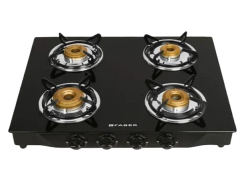 Automatic 4 Burner Gas Stove - Glass Finish, Portable Gas Stove | Easy to Use, Polished Surface, Kitchen Use