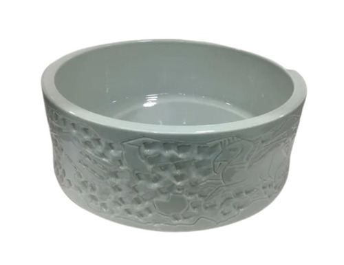 Bathroom Table Top Ceramic Wash Basin - Ceramic, 18.5 Inch Diameter, Grey Brown, Crack Proof