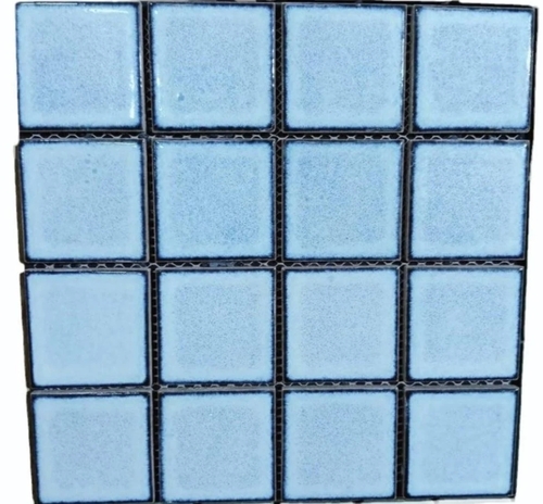 Glossy 5 Mm Ceramic Mosaic Floor Tile - 2x2 Feet Blue | Durable Water & Scratch Resistant Glossy Finish