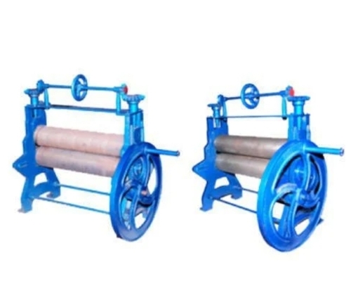 Hand Operated Rubber Roller Machine - Cast Iron, 150mm Diameter, Blue Silver | Motor Driven, Precision Balanced, Smooth Rotation, Heavy Duty