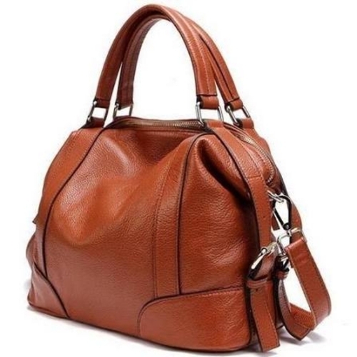 Ladies Leather Handbags - Brown A Grade Leather, Standard Size | Zipper Closure, Durable, Stylish