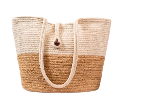Ladies Plain Jute Tote Bag - Jute, 11x4x11 Inches, Multiple Colors | Designer Pattern, Shoulder Length Handle, Durable