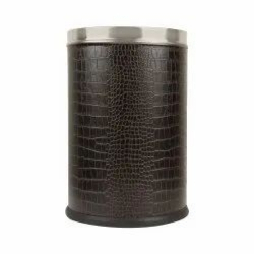 Leather Swing Dustbin - Leather, Standard, Dark Brown | Durable, Rust Proof, Good Condition, New