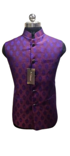 Purple Men Nehru Jacket - Cotton, Various Sizes, Purple | Breathable, Anti Wrinkle, Double Pockets, Sleeveless