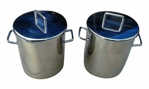 Stainless Steel Container - SS202, 10 Litre, Polished Silver | Pharma Industry Use