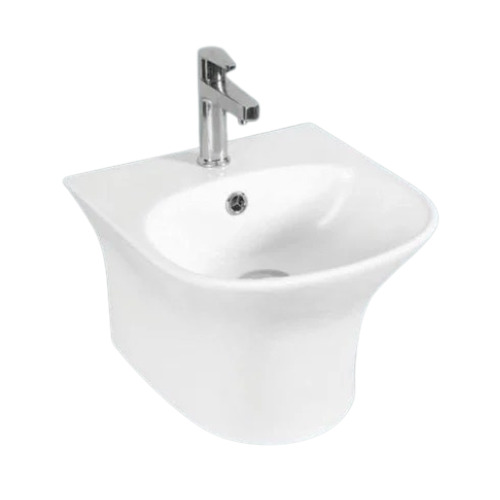 Wall Mount Ceramic Wash Basin - Ceramic, White, One Piece | Crack Proof, Wall Mounted