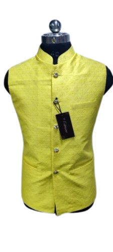 Yellow Men Nehru Jacket - Age Group: Adults