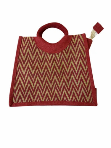 Fancy Printed Jute Hand Bag - Durable Jute, Customized Size, Multicolor | Long Lasting, Hand Length Handle, Printed Pattern