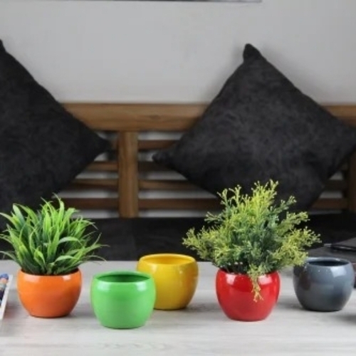 Glossy Plain Iron Planter - Iron, Multicolor, Polished Finish | Durable, Stylish Garden Use