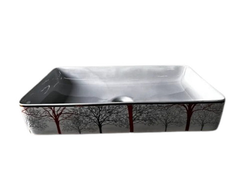 Glossy Table Top Wash Basin - Metal, Rectangular, Crack Proof, Glossy Finish | One Piece, Bathroom Use