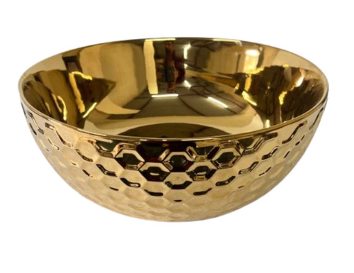 Golden Honey Comb Brass Wash Basin - Brass Round Table Top Golden | Crack Proof Bathroom Use