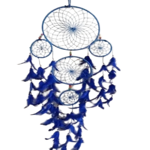 Home Decor Fancy Dream Catcher - Feather Material, 12 Inch, Multicolor | Round Shape, Handmade, Decoration