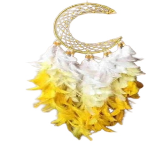 Home Decoration Moon Dream Catcher - Feather, 12 Inch, Multicolor | Round, Handmade, Decoration